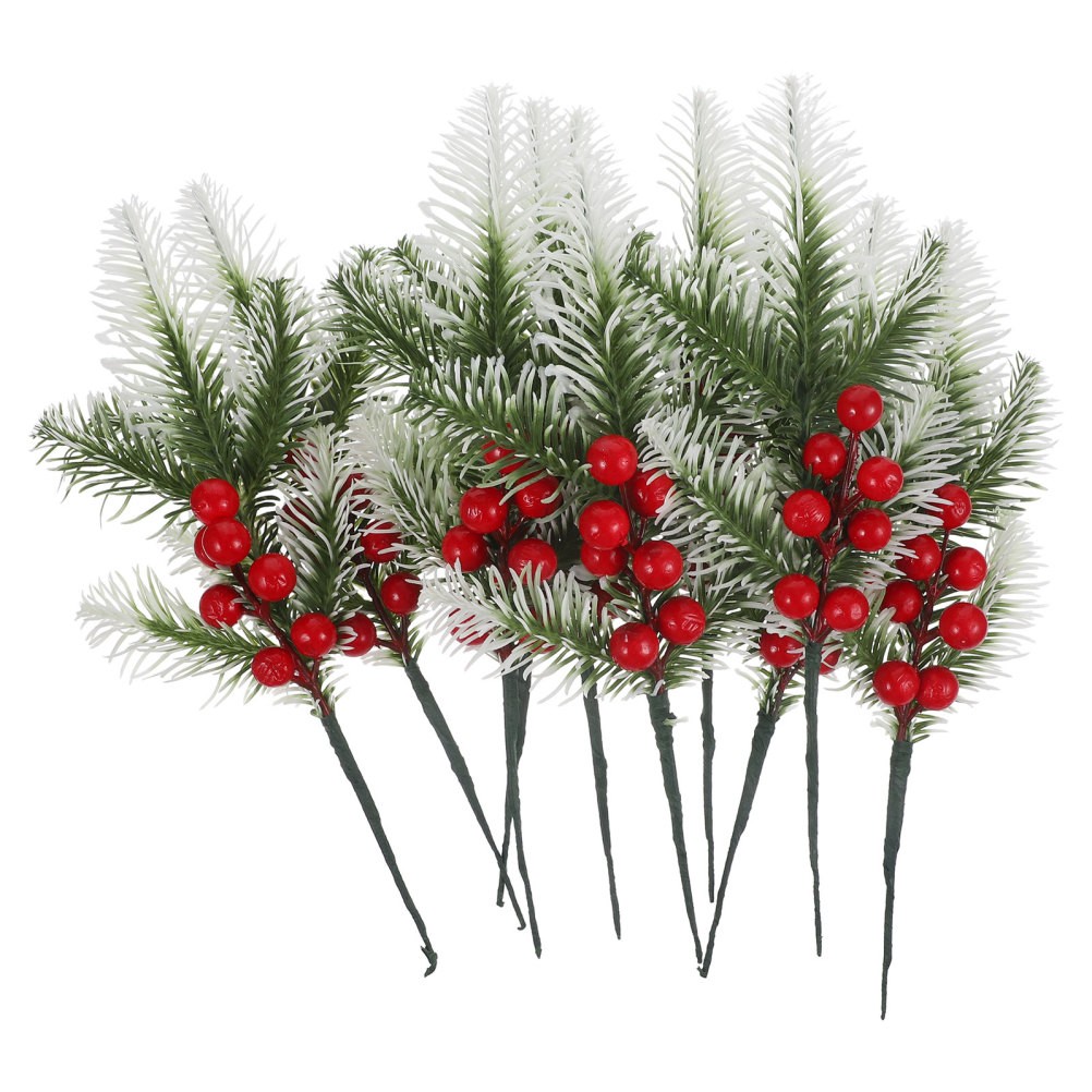 10Pcs Reusable Artificial Christmas Berry Stems Assorted Color Decor Branches