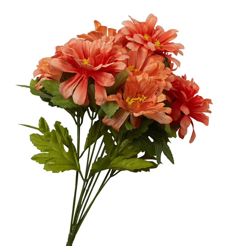 Set of 2 Peach 17″ Artificial Zinnia Decorative Floral Bushes
