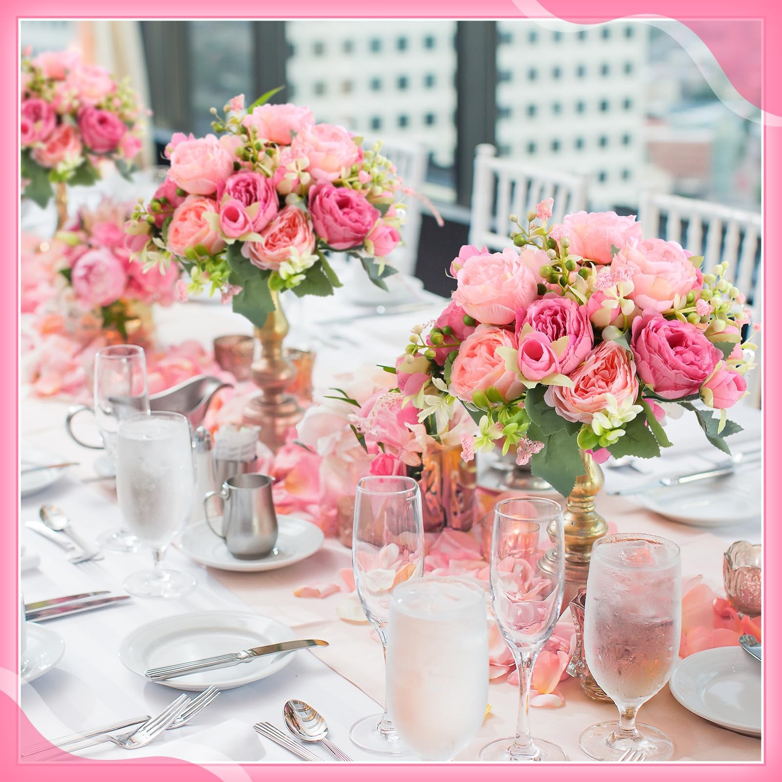 4 Bundles Peonies Artificial Flowers Silk Faux Peonies Wedding Artificial Flo…