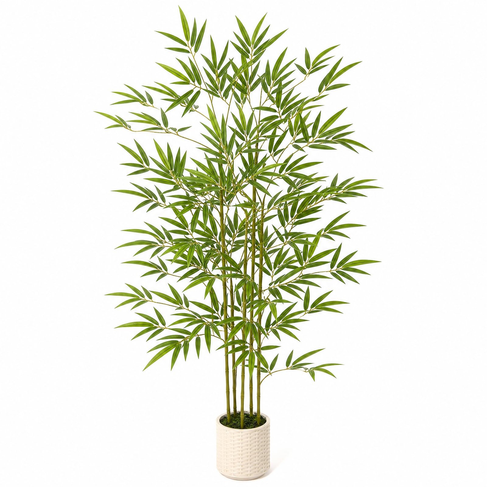 5FT Artificial Bamboo Tree with Wicker Style Planter, Fake Bamboo with Lifeli…