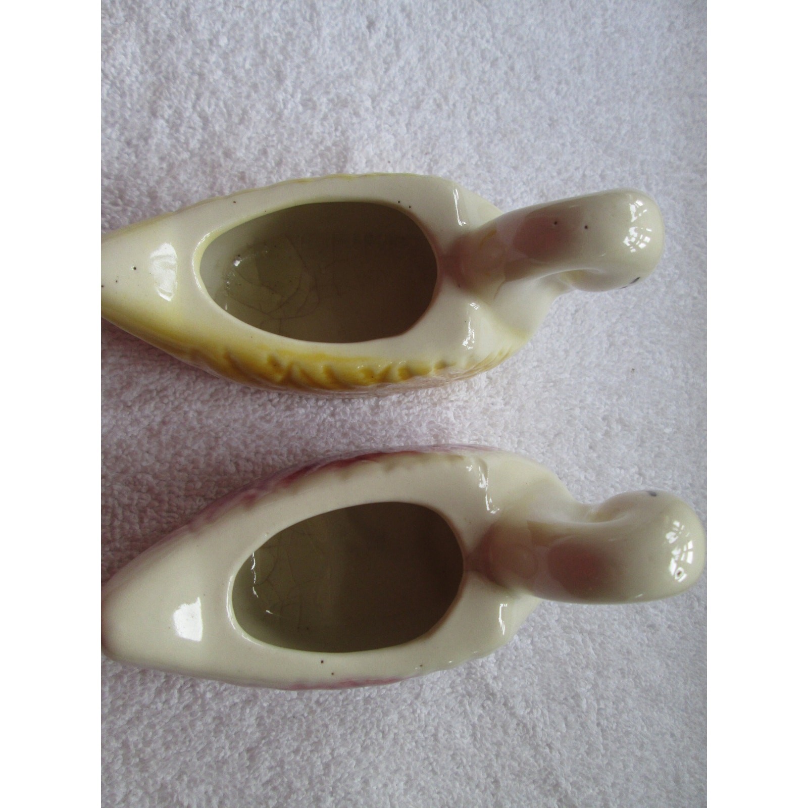 American Bisque, two swan planters, 4 1/2″, vintage design,