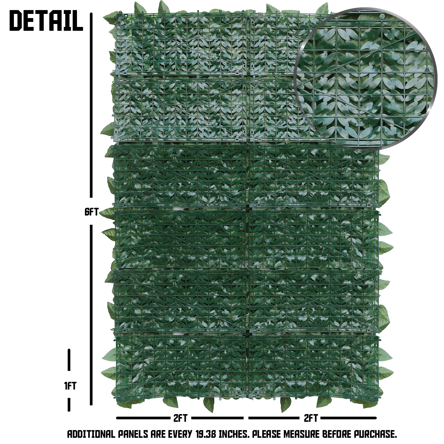 3/4/6ft Artificial Faux Laurel Leave Fence Roll Garden Wall Mat Home Decoration