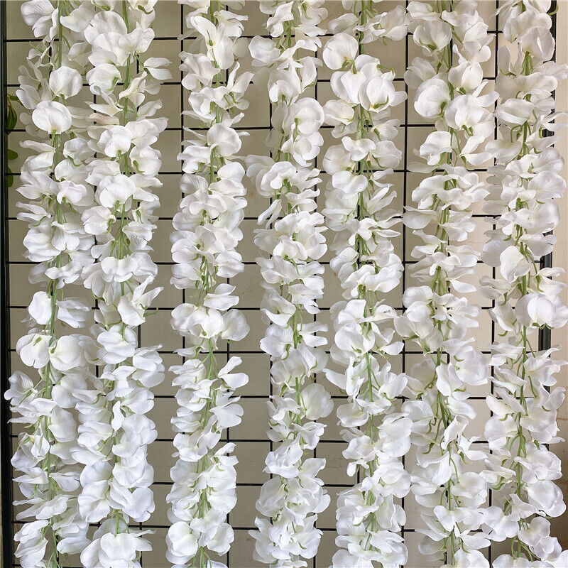 2M Artificial Silk Fake Flower Ivy Garland Vine Wedding Wisteria Leaf Hanging