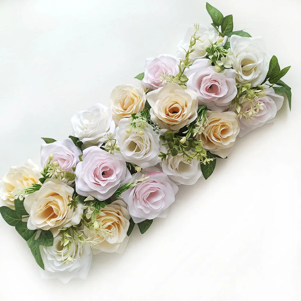 22x50cm Artificial Rose Flower Row Wedding Decoration Wall Backdrop Garland NEW