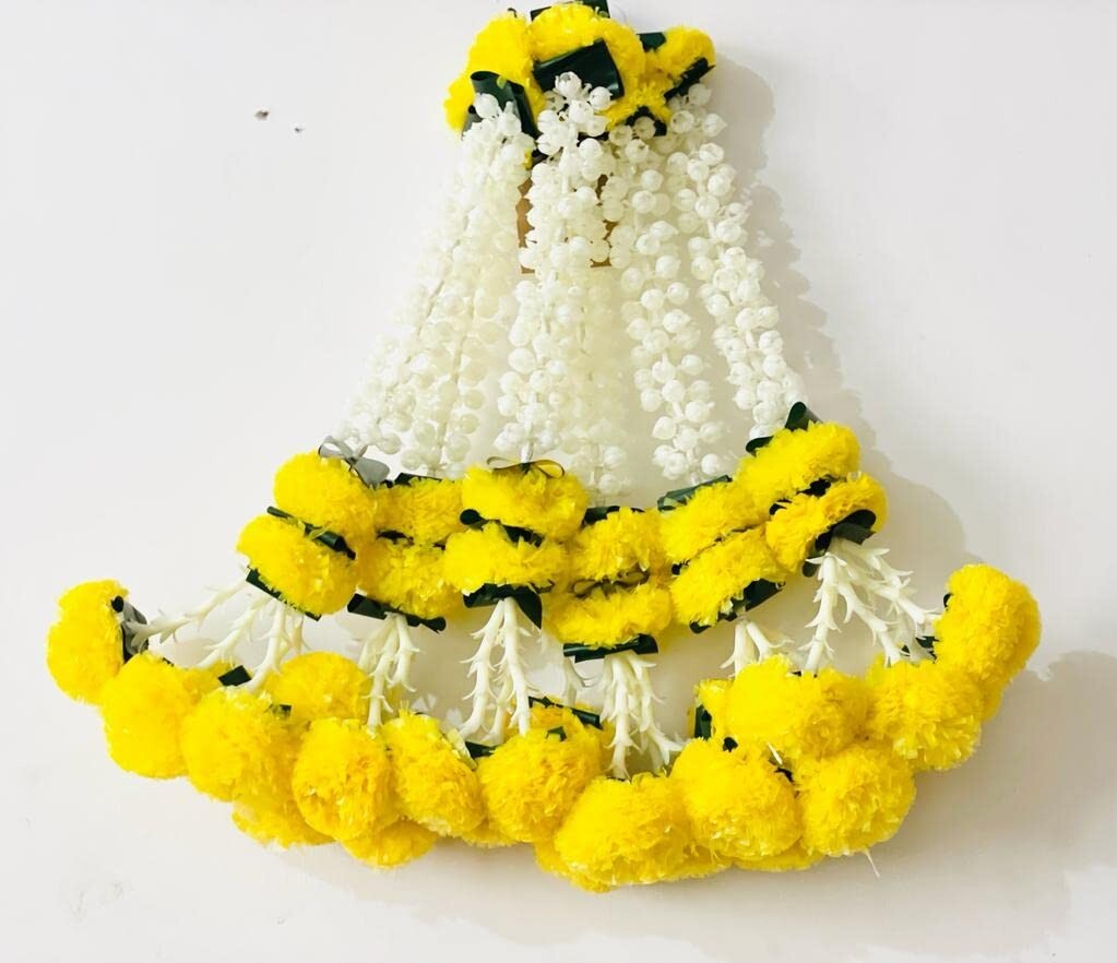 Artificial Marigold,Jasmine,Lily,Green Leaves Tassles Garlands/Wall hangings for
