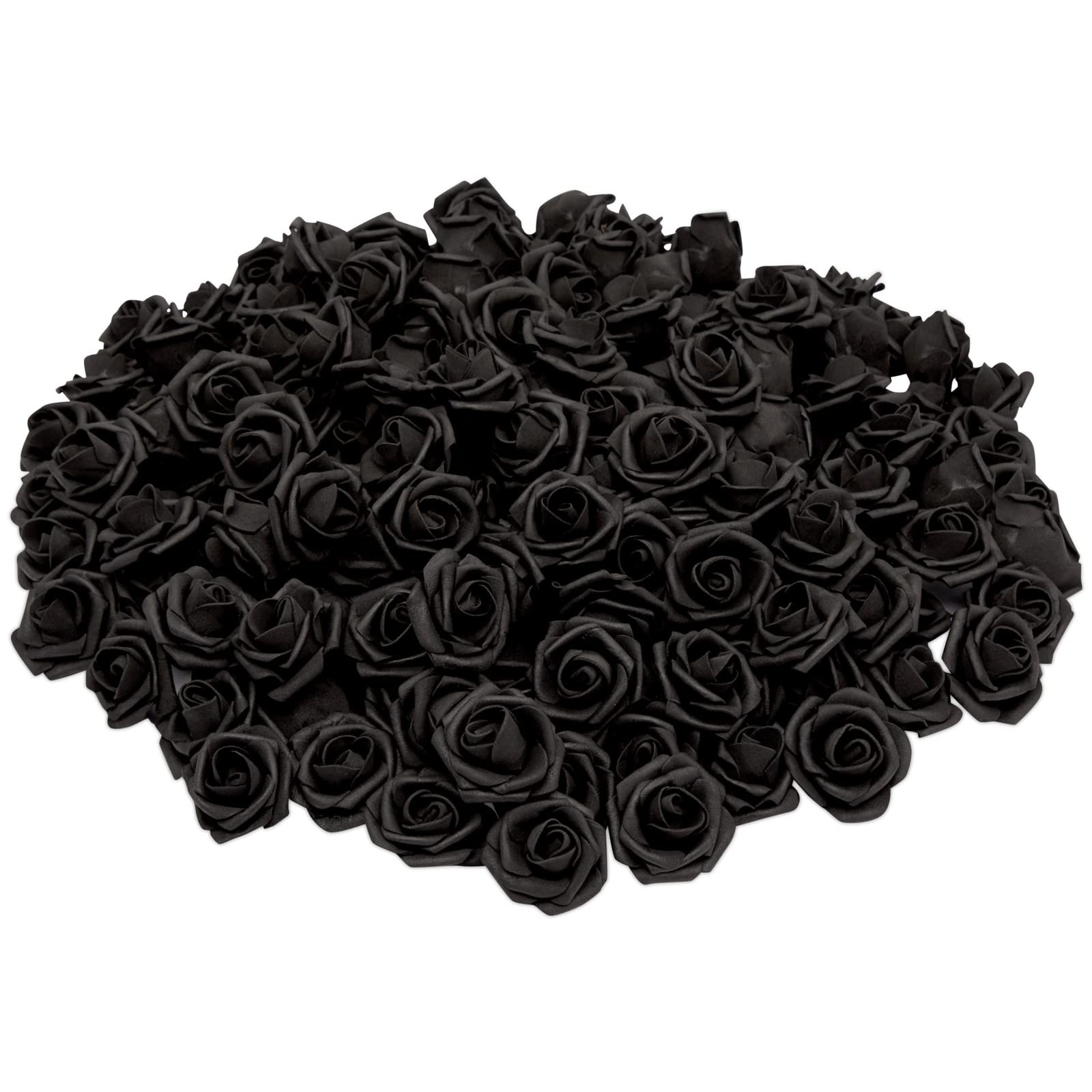 Stemless Artificial Roses – Black Artificial Flowers for Crafts – Soft Foam R…