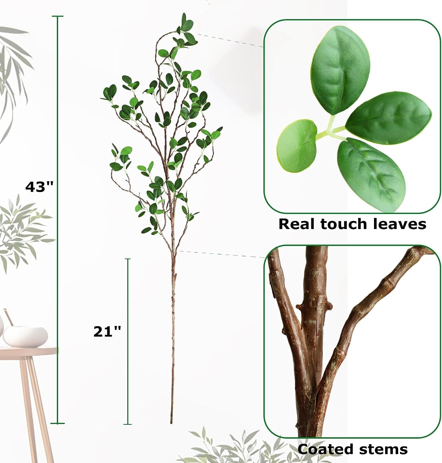 Elegant Faux Eucalyptus Stems – Office Shop Decor