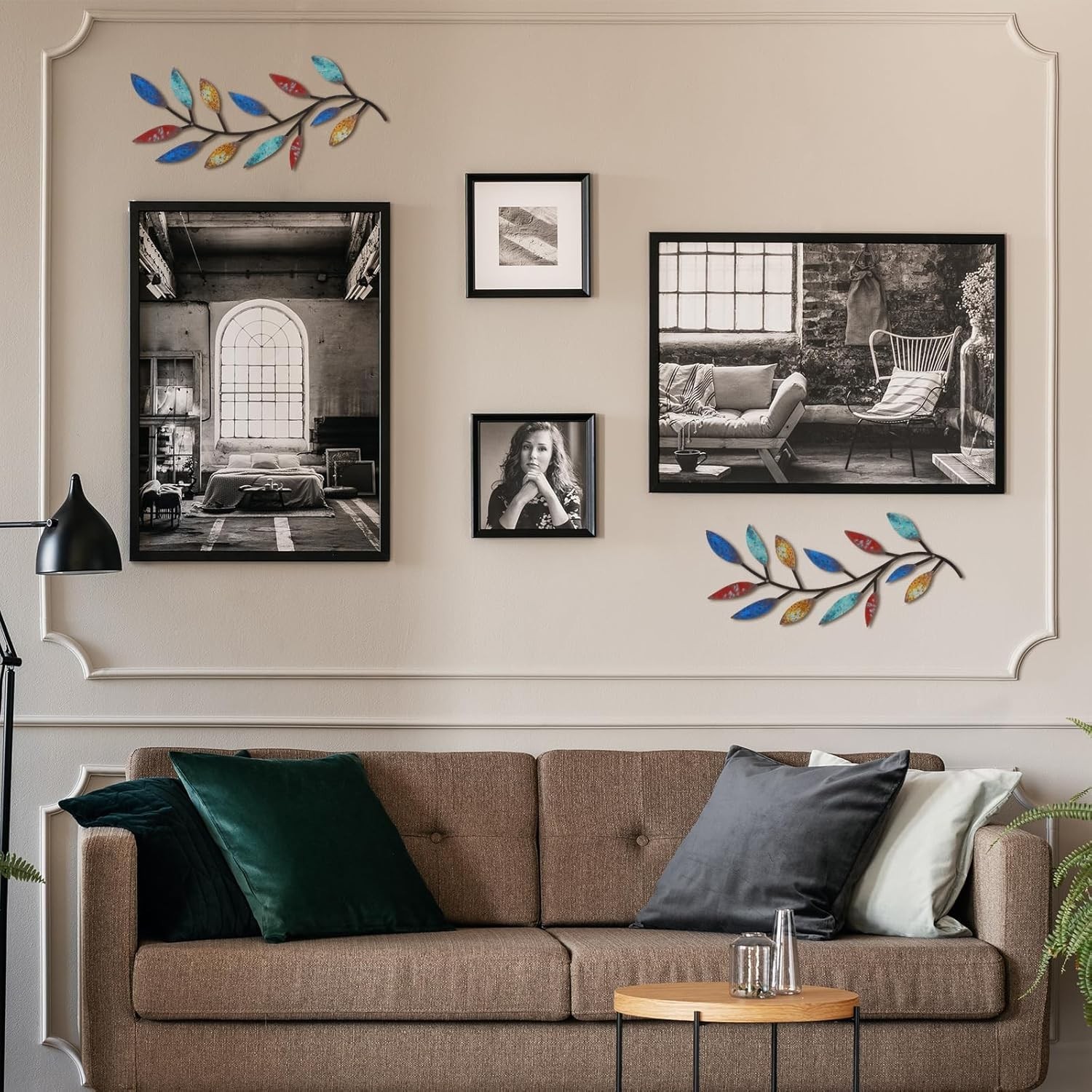 2 Pieces Metal Tree Leaf Wall Decor Vine Olive Branch Leaf Wall Art Living Ro…