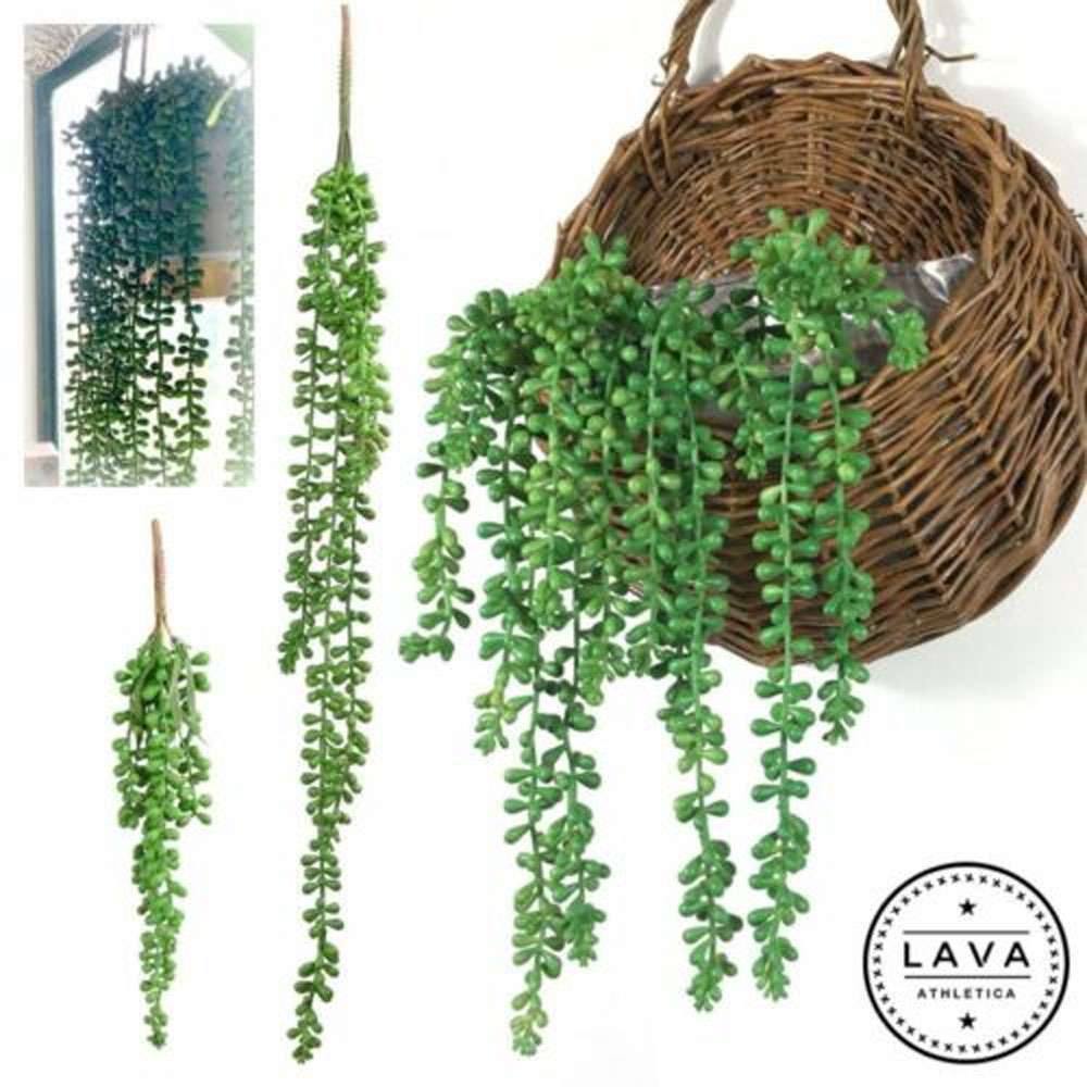 Artificial Hanging Plant Fake Vine Ivy Succulents String of Pearls Home Decor US