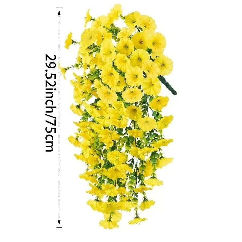 2PCS Artificial Morning Glory Vines UV Resistant Hanging Flowers Outdoor Decor