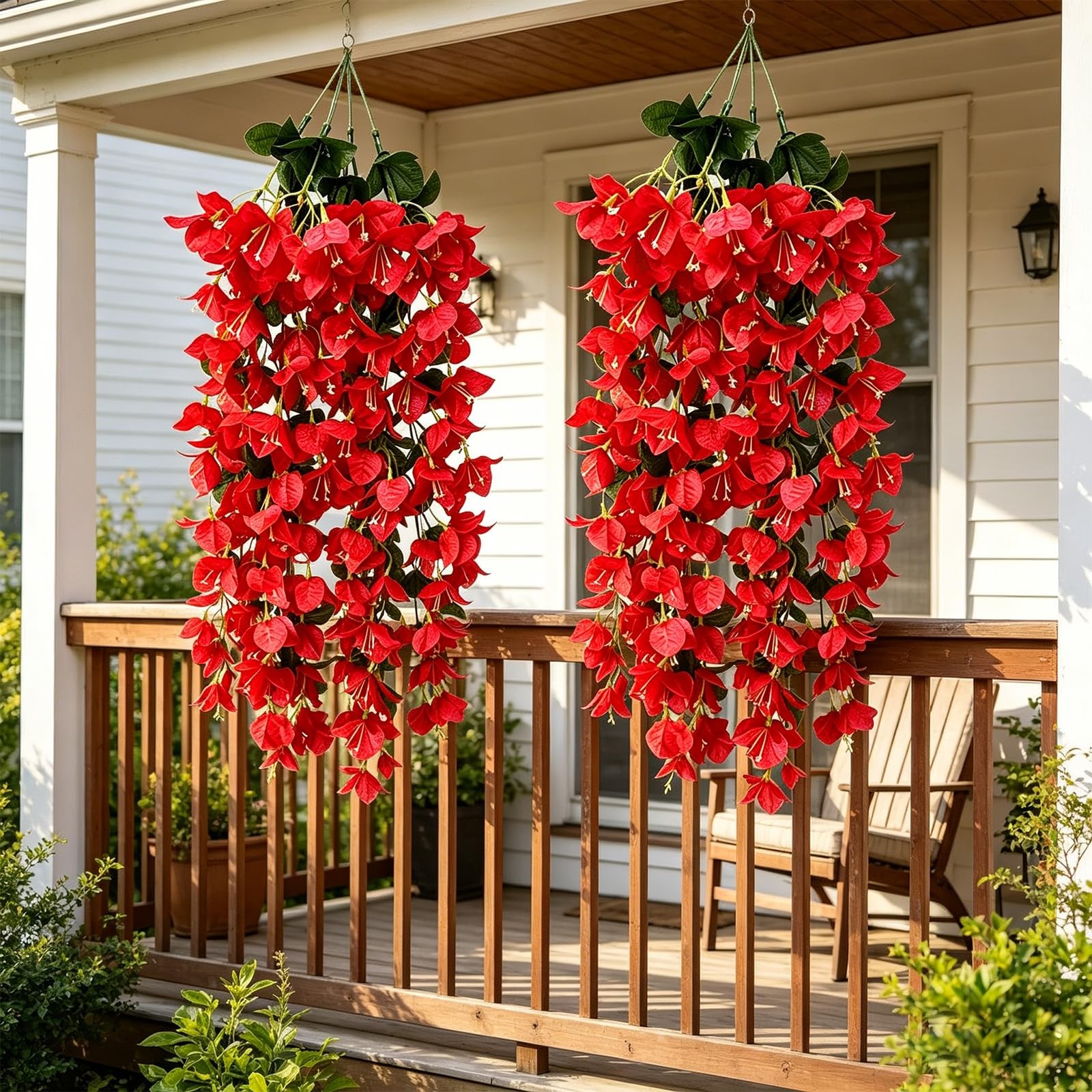 4Pcs 27.5 Inch Red Artificial Bougainvillea Flower Garlands – Silk Fake Vines…