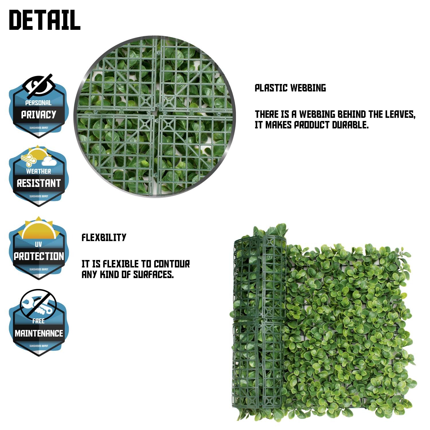 20″x20″ Artificial Faux Greenery Lechuguilla Leaf Fence Screen Wall Decor Panel
