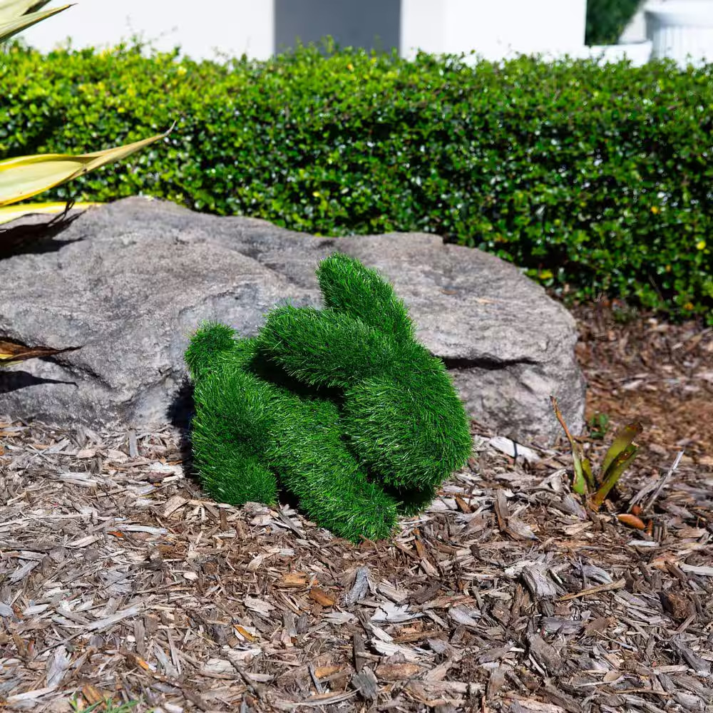 14In. UV Resistant Artificial Grass Garden Plush Topiary Bunny Rabbit (Indoor/Ou