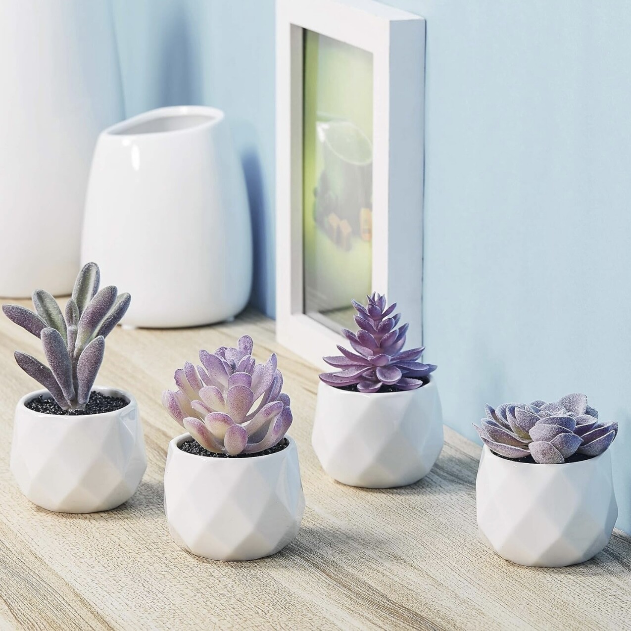 Artificial Succulent Plants for Desk Decor Small Fake Plant -4 Pack Gift