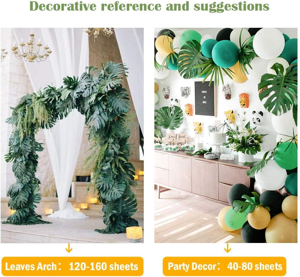 24 Pcs Large Artificial Tropical Palm Leaves for Luau Party Jungle Decorations