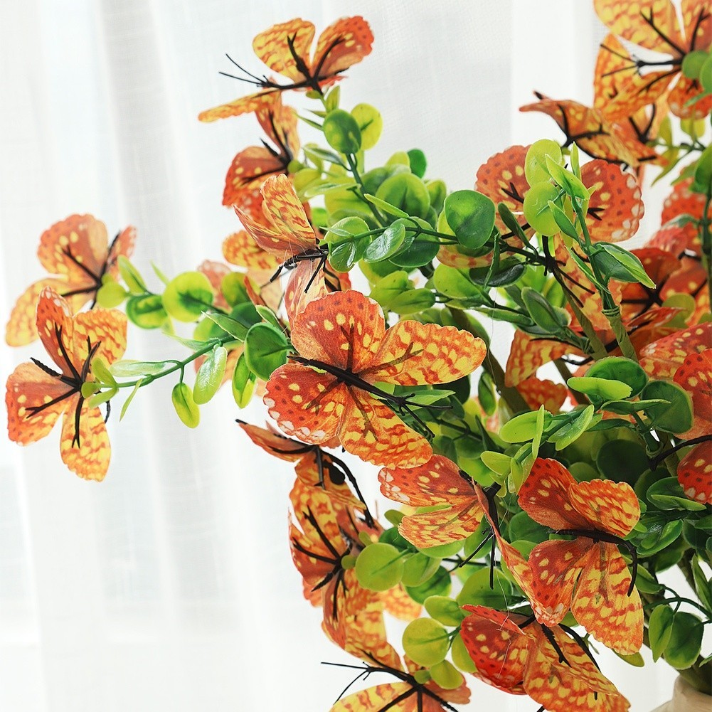 Eucalyptus Style Artificial Flower Branch with Butterflies 56cm Height