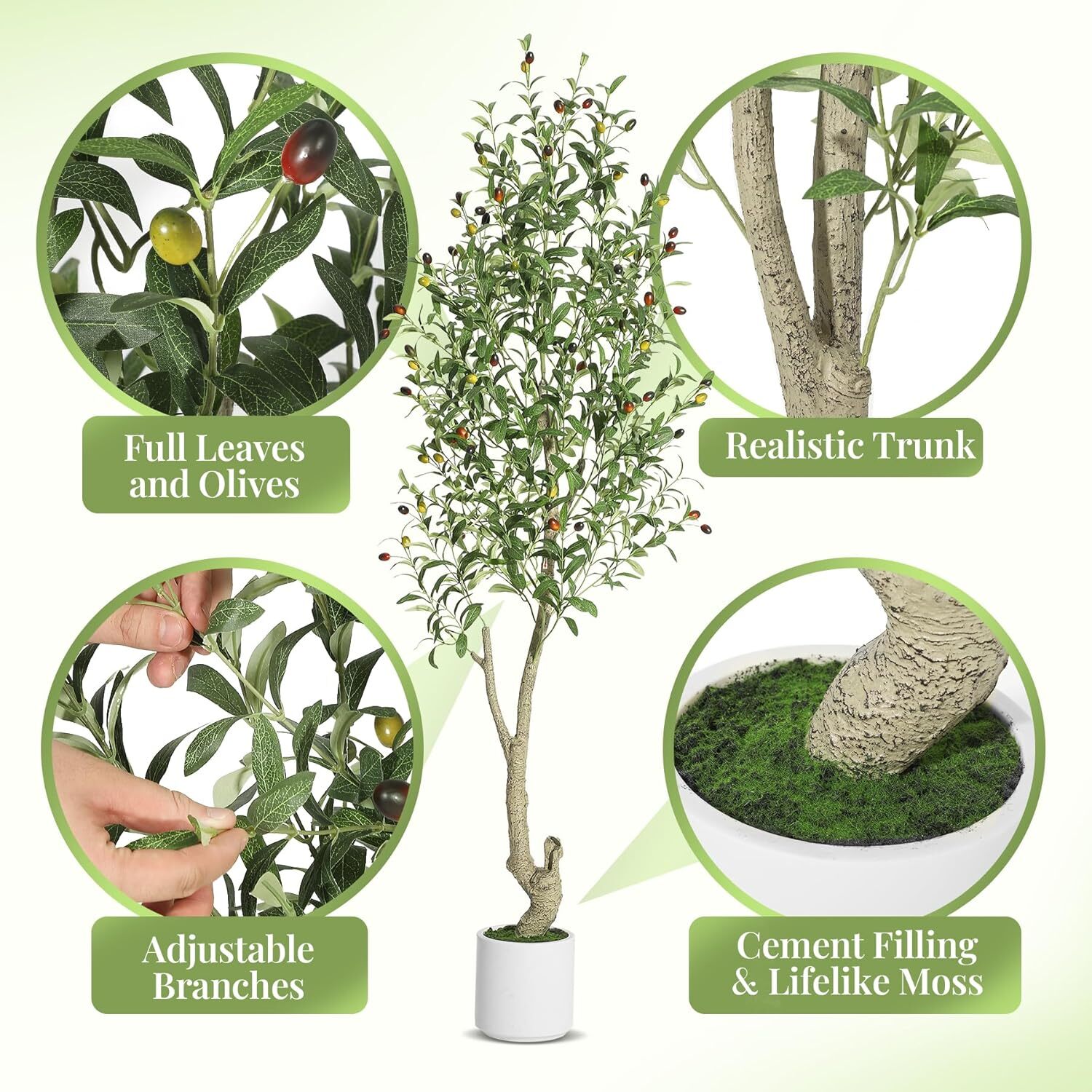 1/2 Pcs Fake Tree 5/67FT Tall Large Faux Realistic Olive Plant Artificial Olive