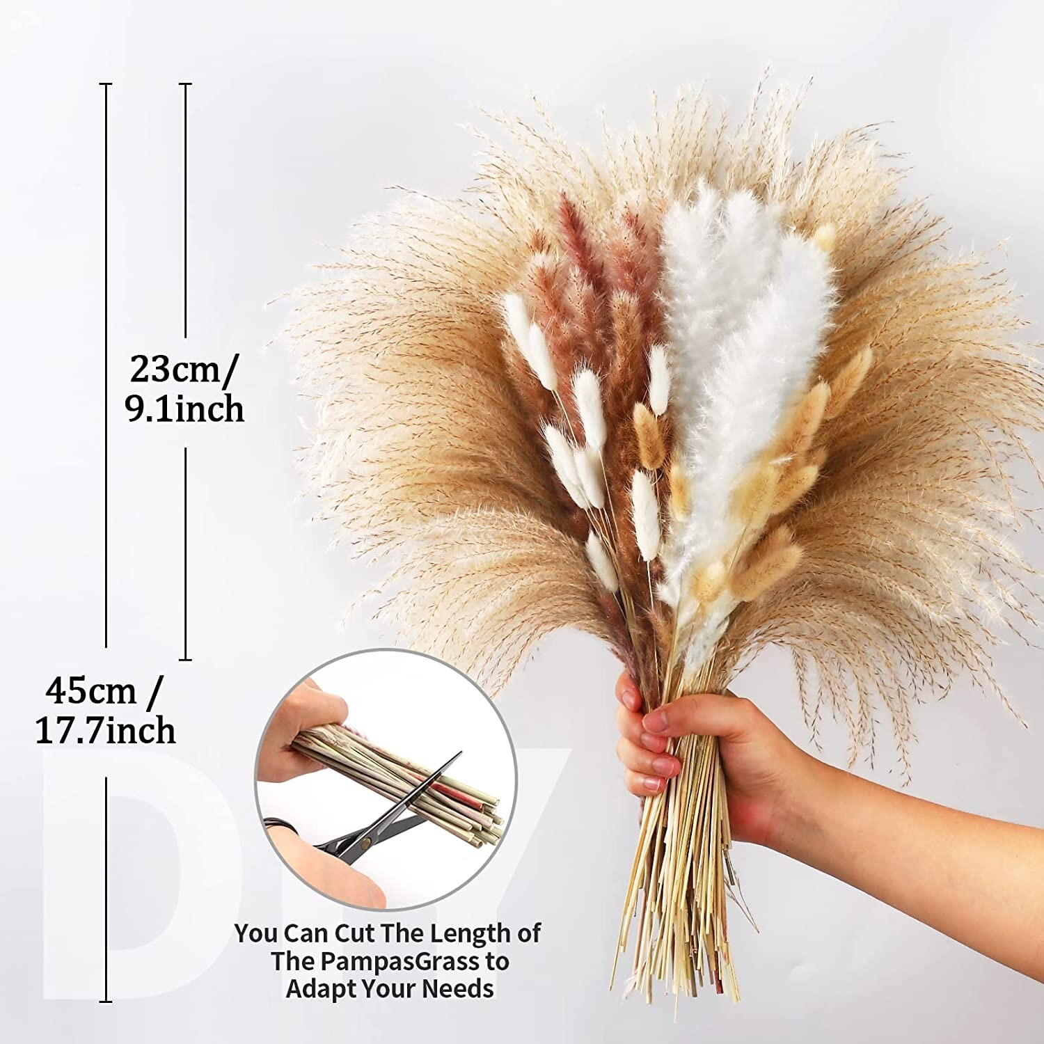 195Pcs Dry Pampas Grass Decor Fluffy Stem Bouquet for Boho Wedding Decor, 17.5″