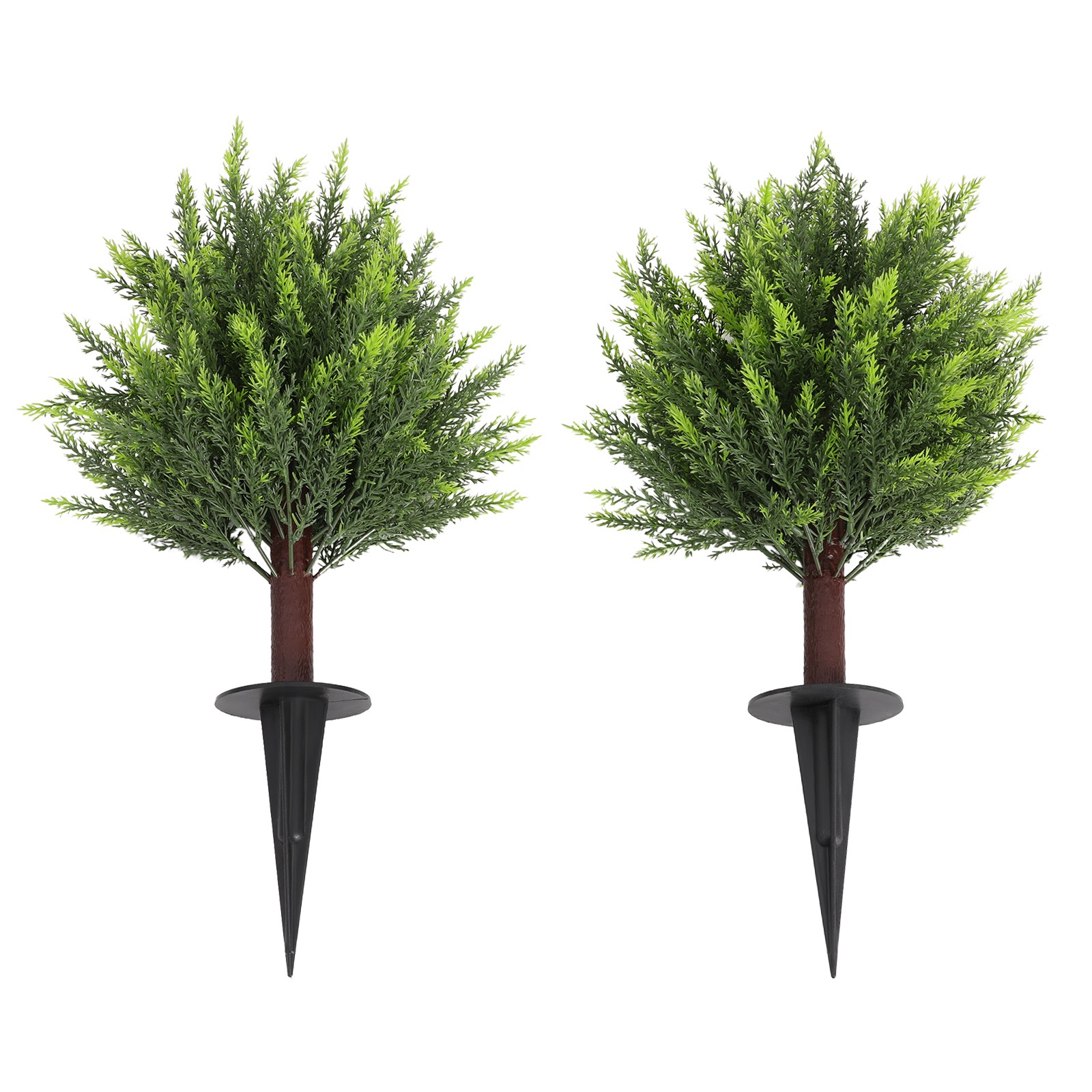 2 pcs 19x16x26.5in Faux Evergreen Trees Shrubs Artificial Plants w/ Ground Spike