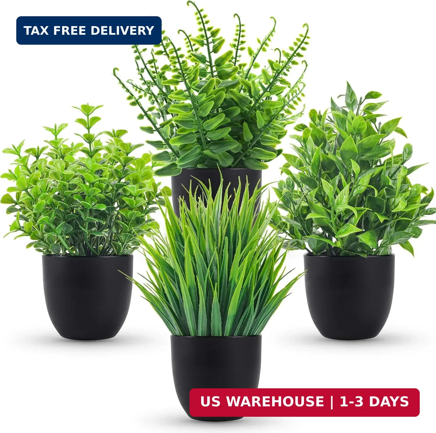 Der Rose Fake Plants 4 Packs Artificial Plants Small Faux Plants Black Bathroom