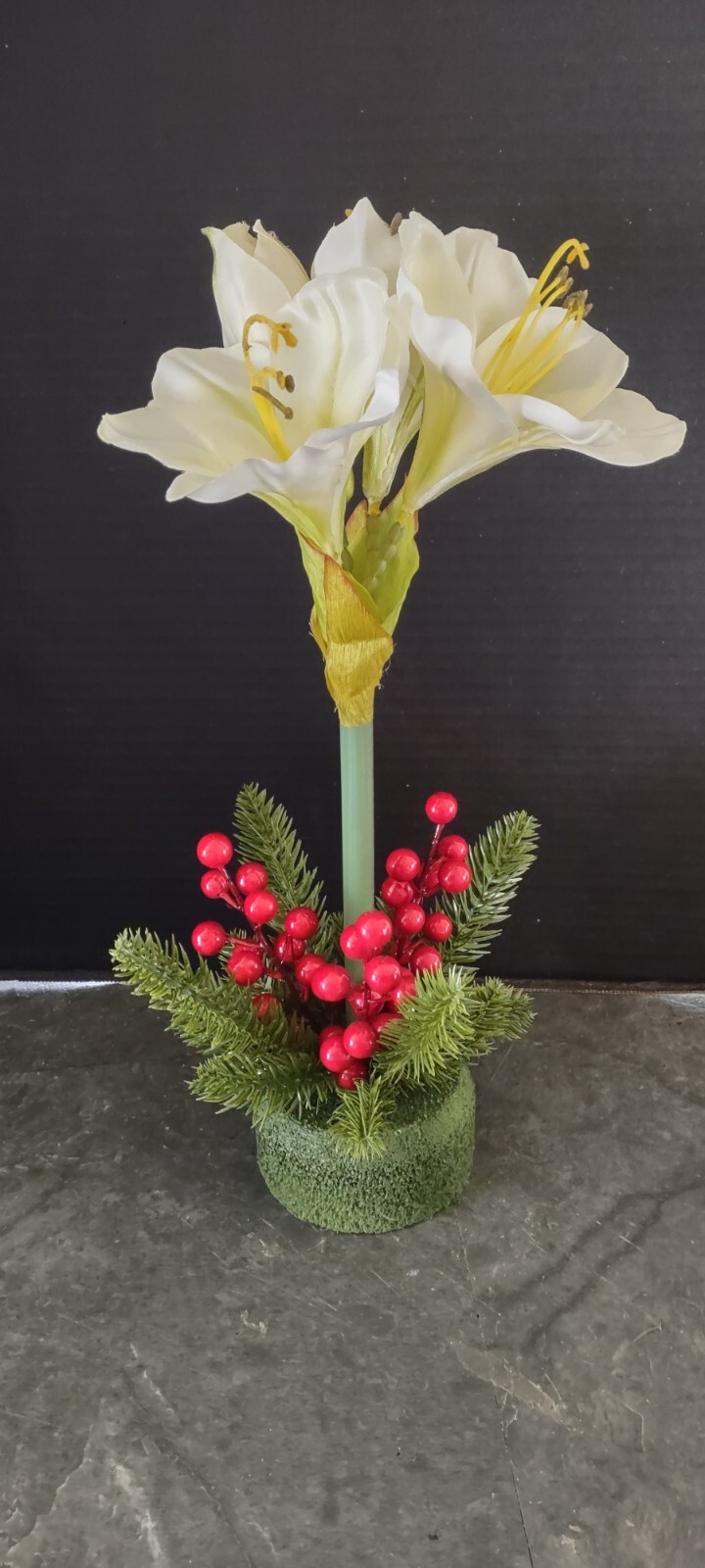 Artificial amaryllis Christmas decoration. WHITE