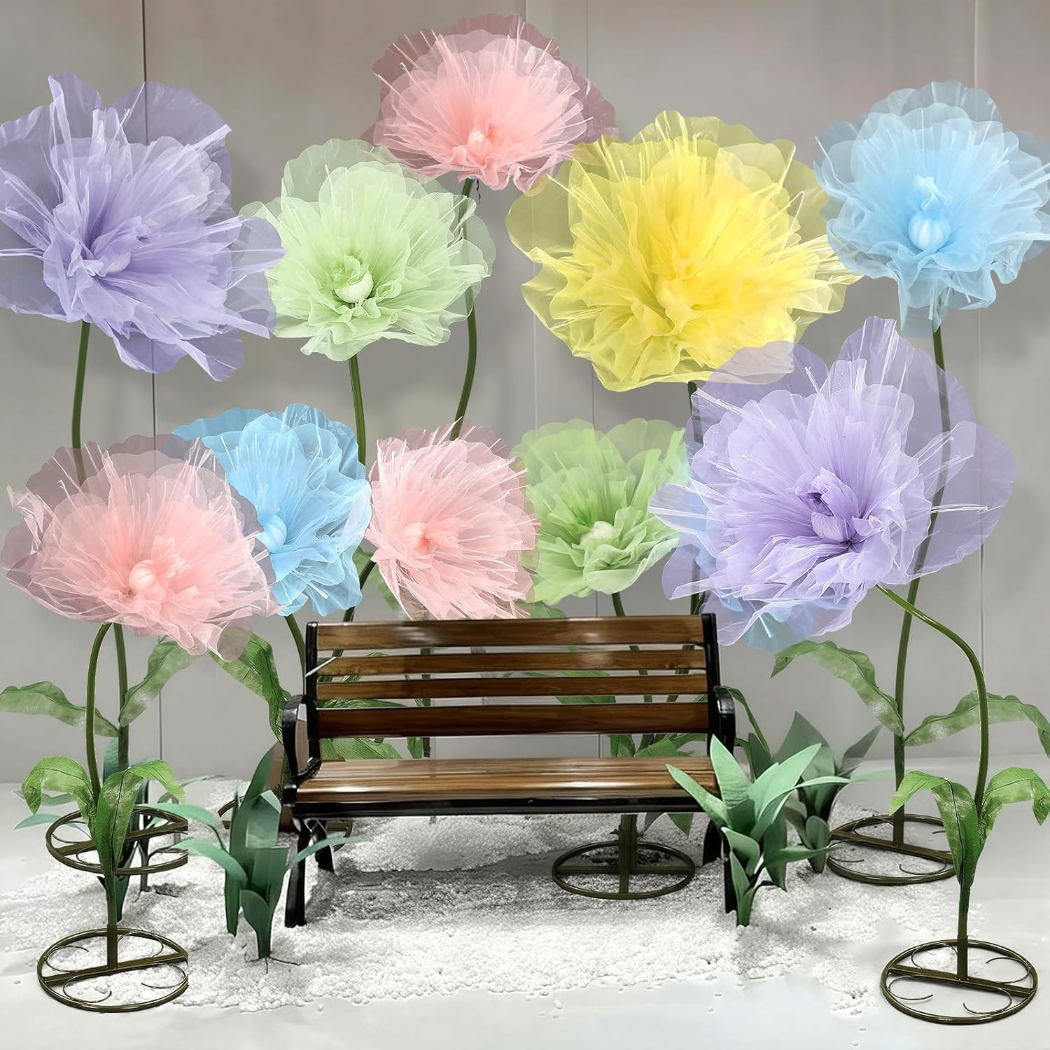 Giant Multicolor Organza Flowers – 5 Pcs 8Ft Decor for Events & Photography