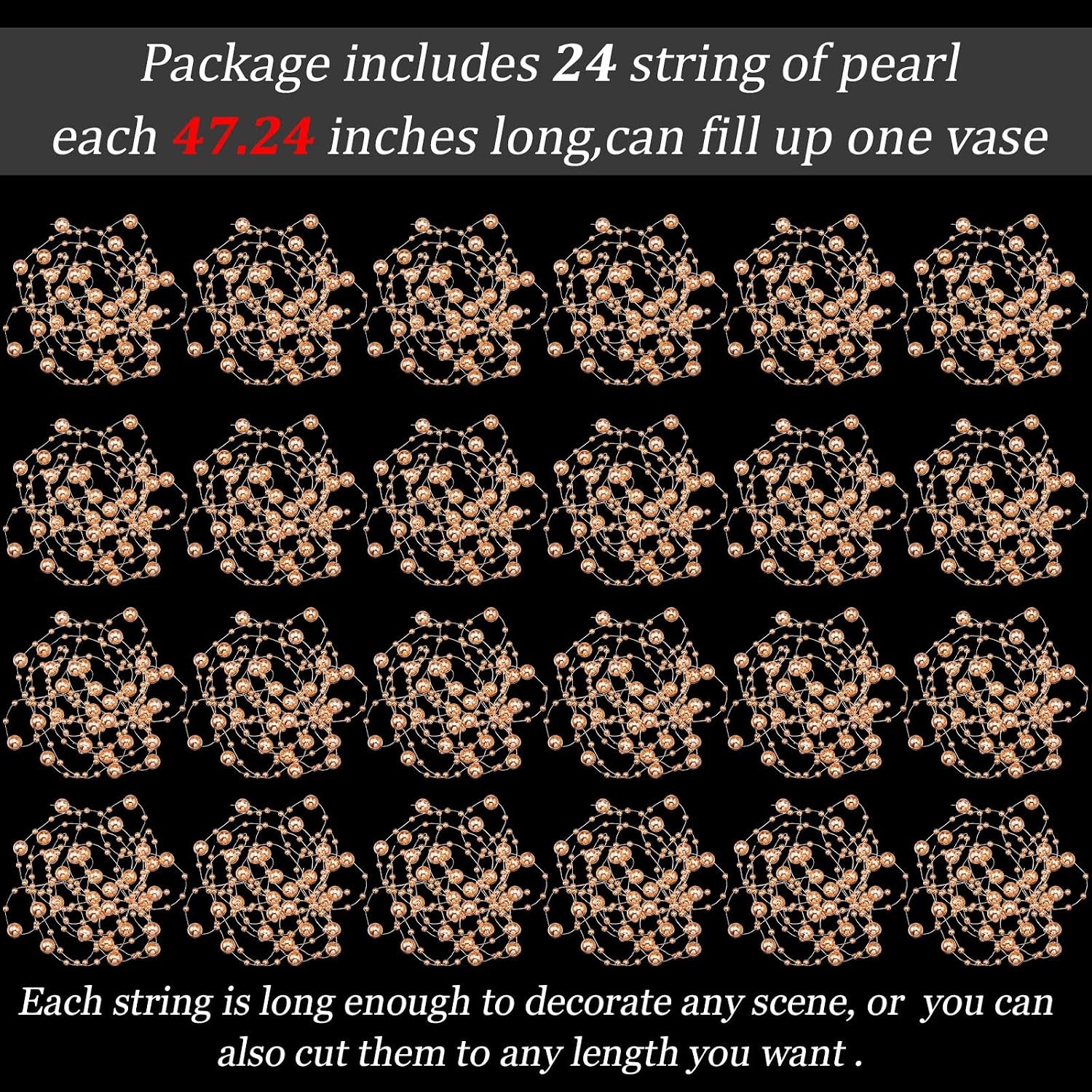 Artificial pearl bead garland floating candle vase decor