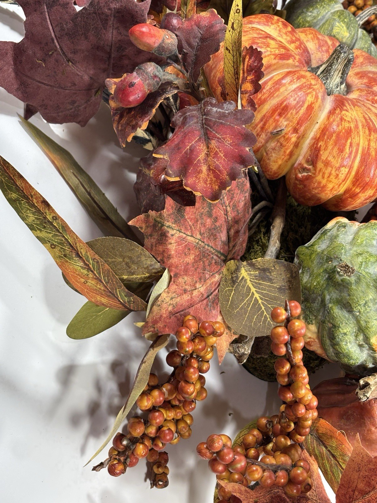 Thanksgiving/Fall Leaves Gourd Centerpiece w/ Twigs Oval Arrangement 19”