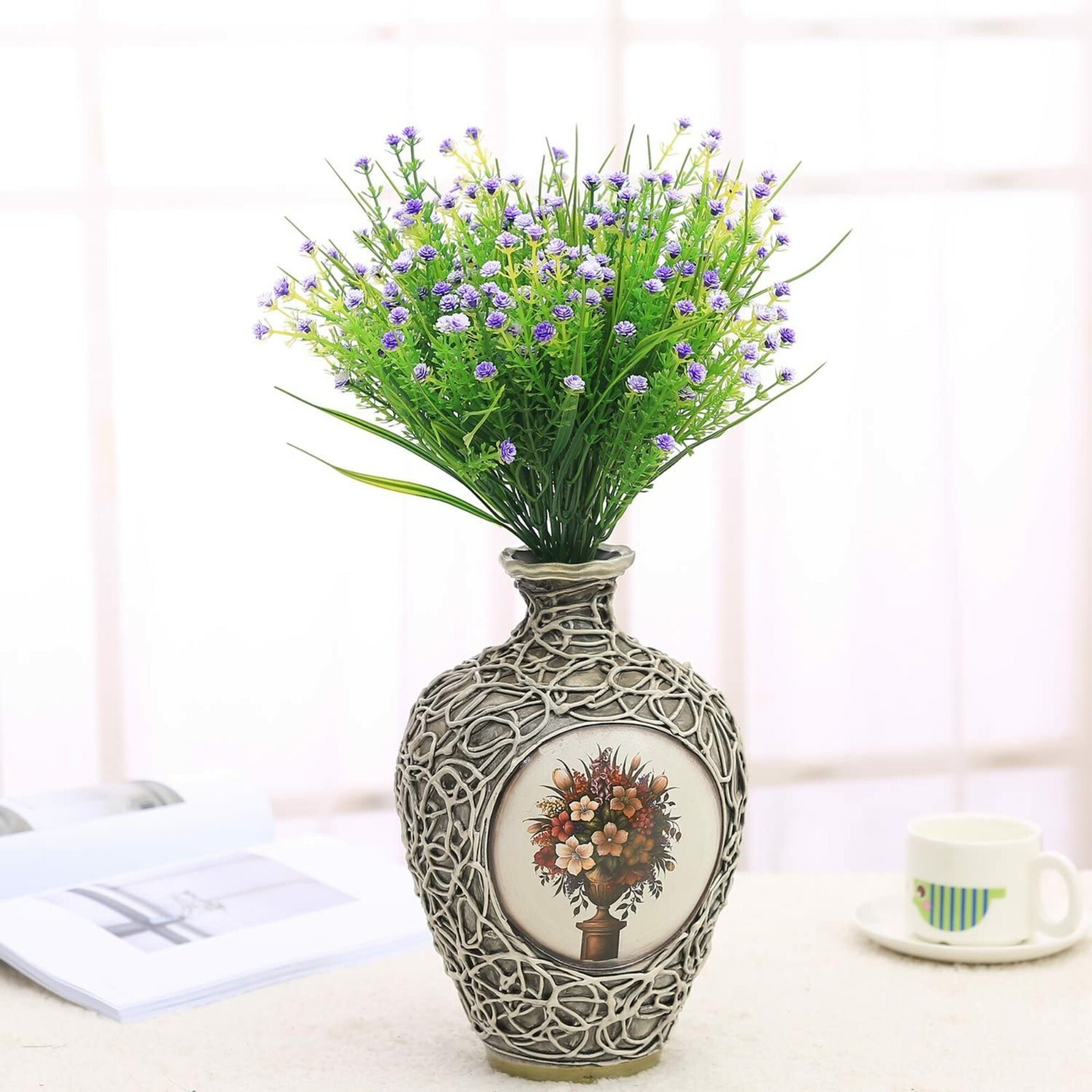 Outdoor Indoor Artificial Flowers Baby Breath Fake Flowers UV Resistant Purple