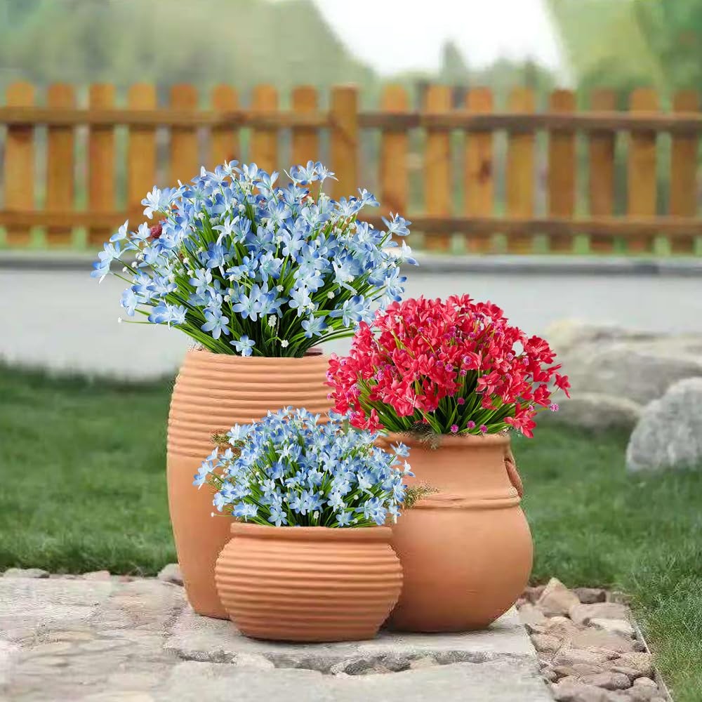 4 Bundles Artificial Daffodils Flowers, Fake Artificial Greenery UV Resistant…