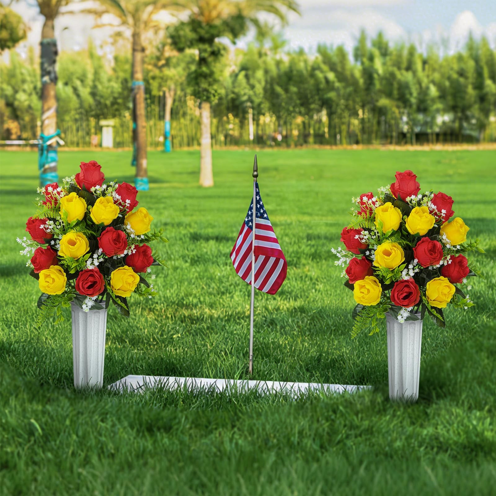 Artificial Cemetery Flowers for Grave Decorations, Artificial Memorial Roses …