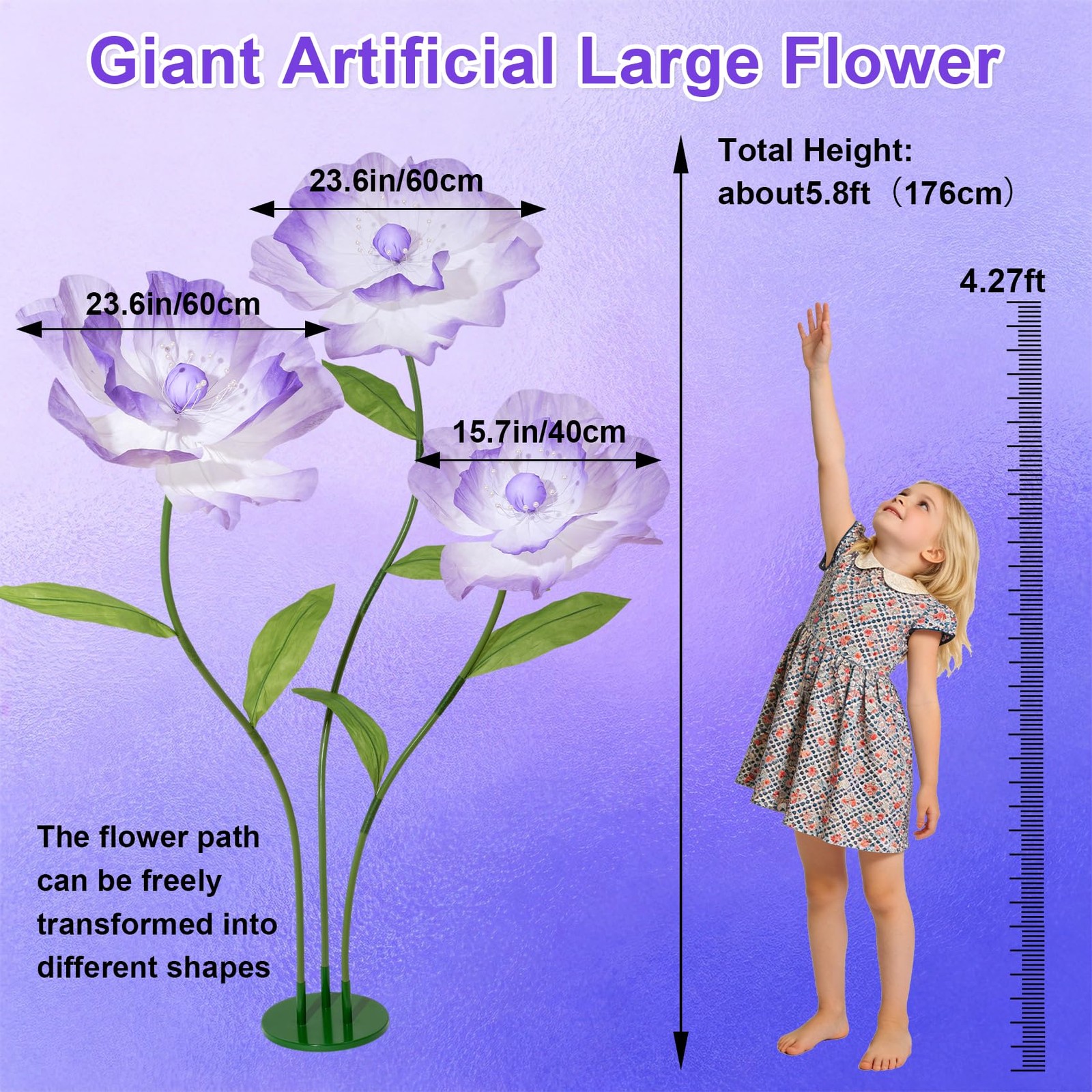 Giant Flowers for Decoration with Stand 69″ Giant Artificial Flowers for Part…