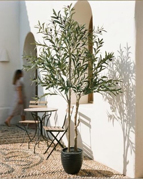 5.2ft Artificial Olive Tree Indoor, Tall Faux Olive Trees, 5.2FT Matte Black