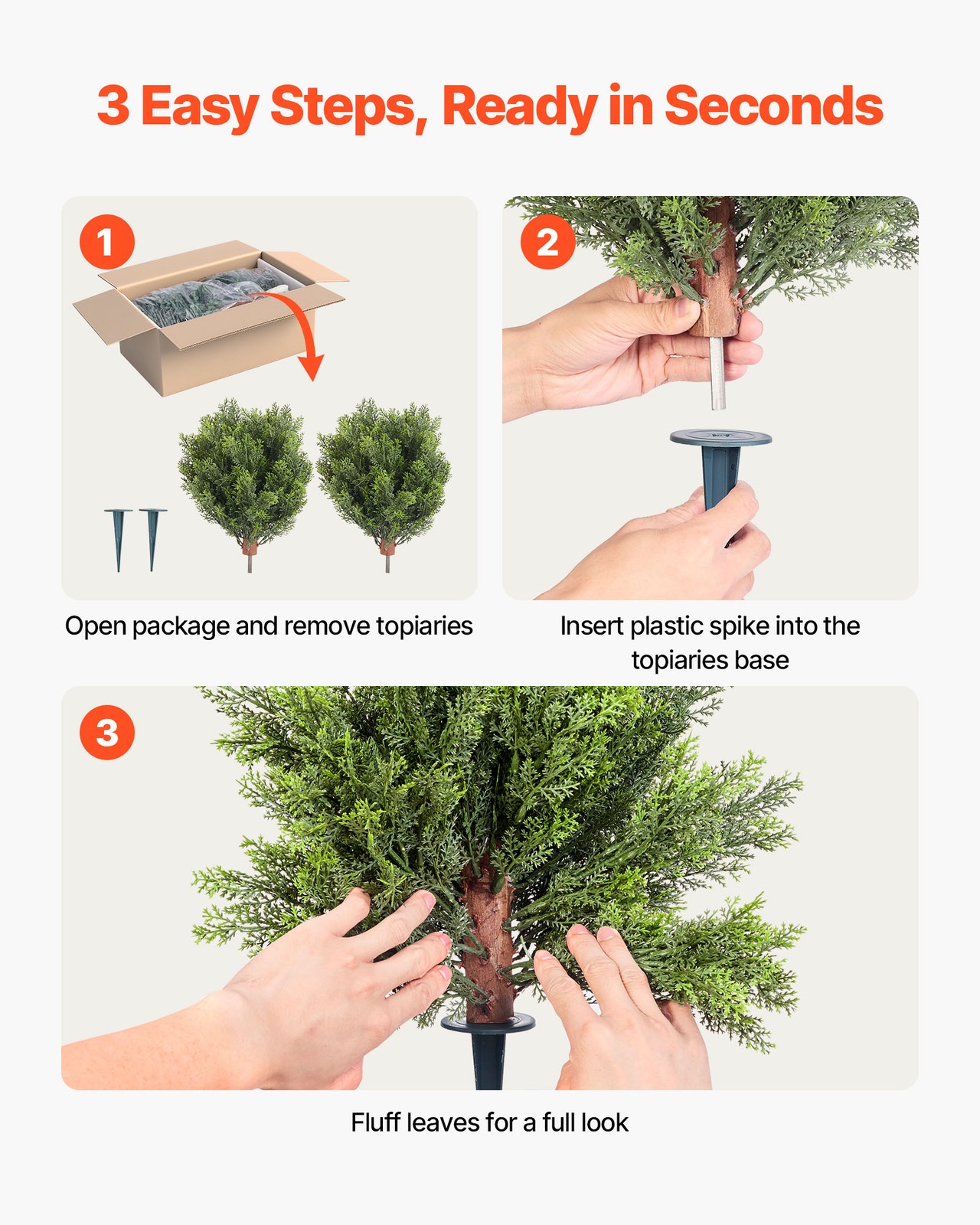 VEVOR Artificial Topiary Cypress Tree with Ground Spike 16 Inch Faux Shrub