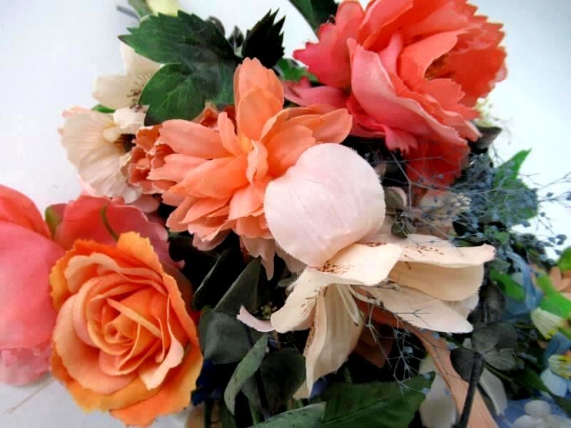 Pink Blue Greenery Artificial Flower Arrangement Centerpiece Decor Roses