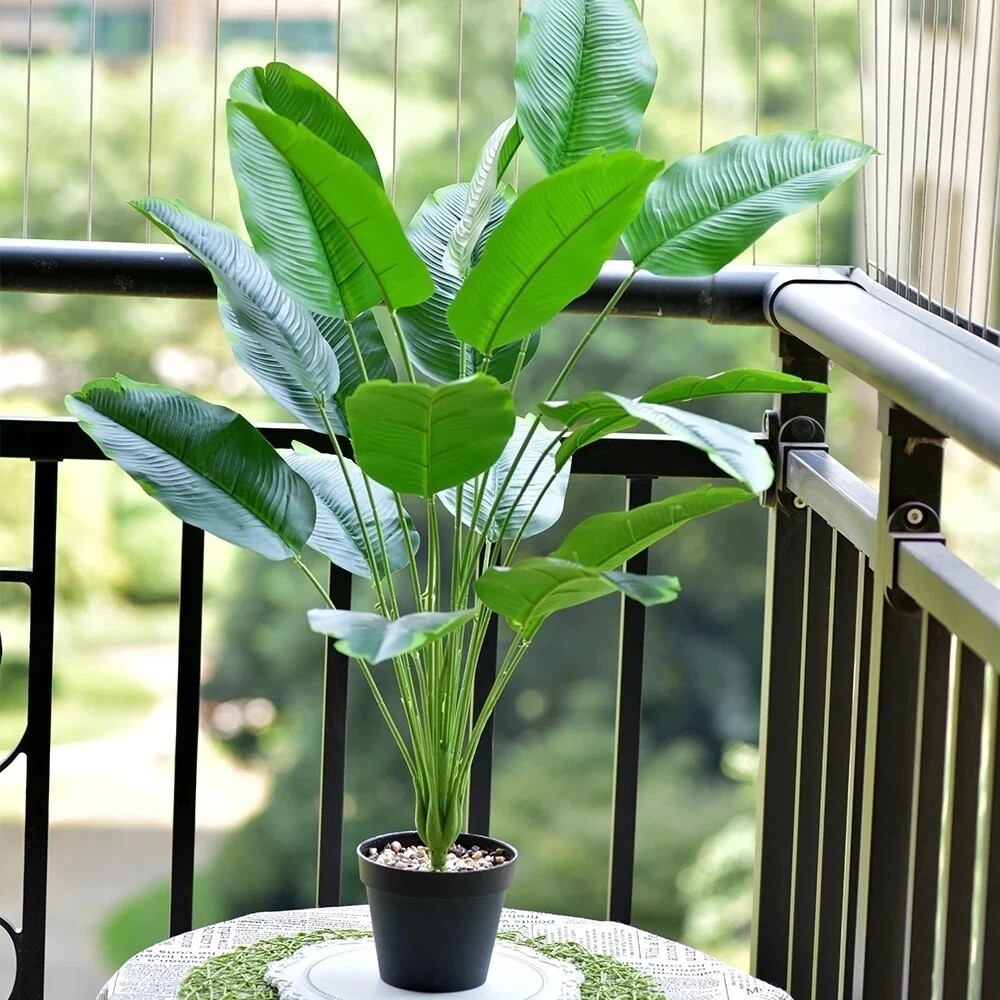 1 pc Green Leaves Potted Artificial Plant Large Banana Tree plastic fake Décor