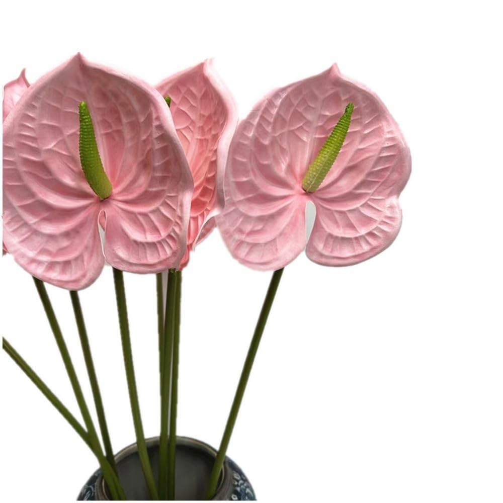 8pcs Pink Anthurium Artificial Flowers Lifelike Flower 5.5″ Head for Table Ce…