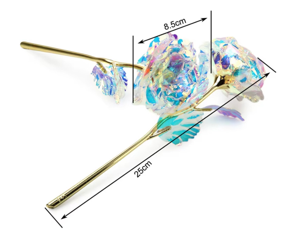 Galaxy Iridescent Rose + Stand Birthday Gift for Mom Wife Daughter
