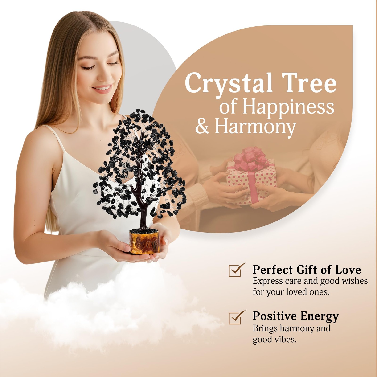 Black Tourmaline Crystal Tree Healing Stones Gemstone Spiritual Home Decor