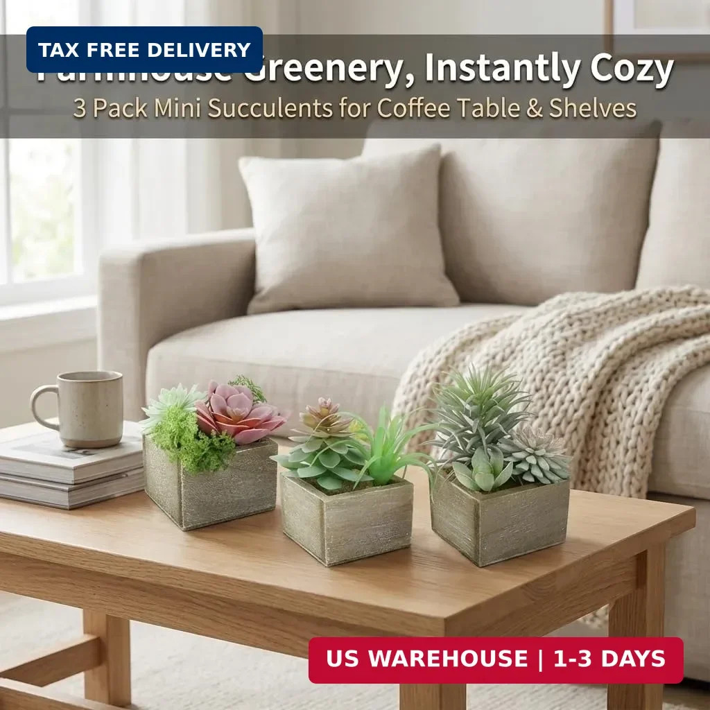 Succulent Plants Artificial for Home Bathroom Decor Fake Plants 3 Pack | Fake Su