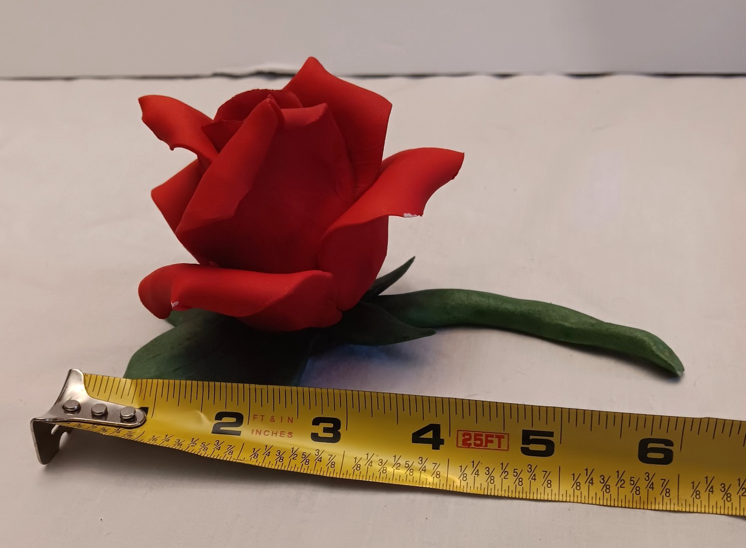 Vtg Capodimonte Red Rose on Stem Romantic Decor Made in Italy