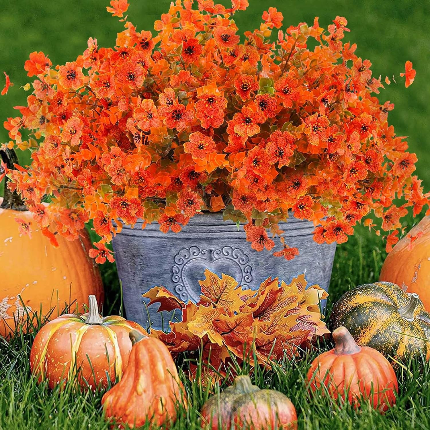 36 Pcs Artificial Mums Flowers Outdoor Plastic Fall Flowers Fake Mums Autumn Gre