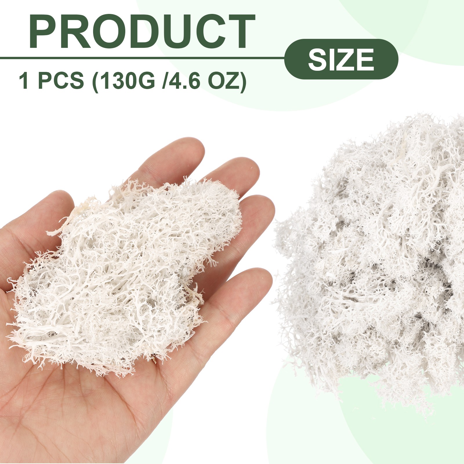 4.6oz Preserved Reindeer Moss, White Decorative Artificial Fake Moss
