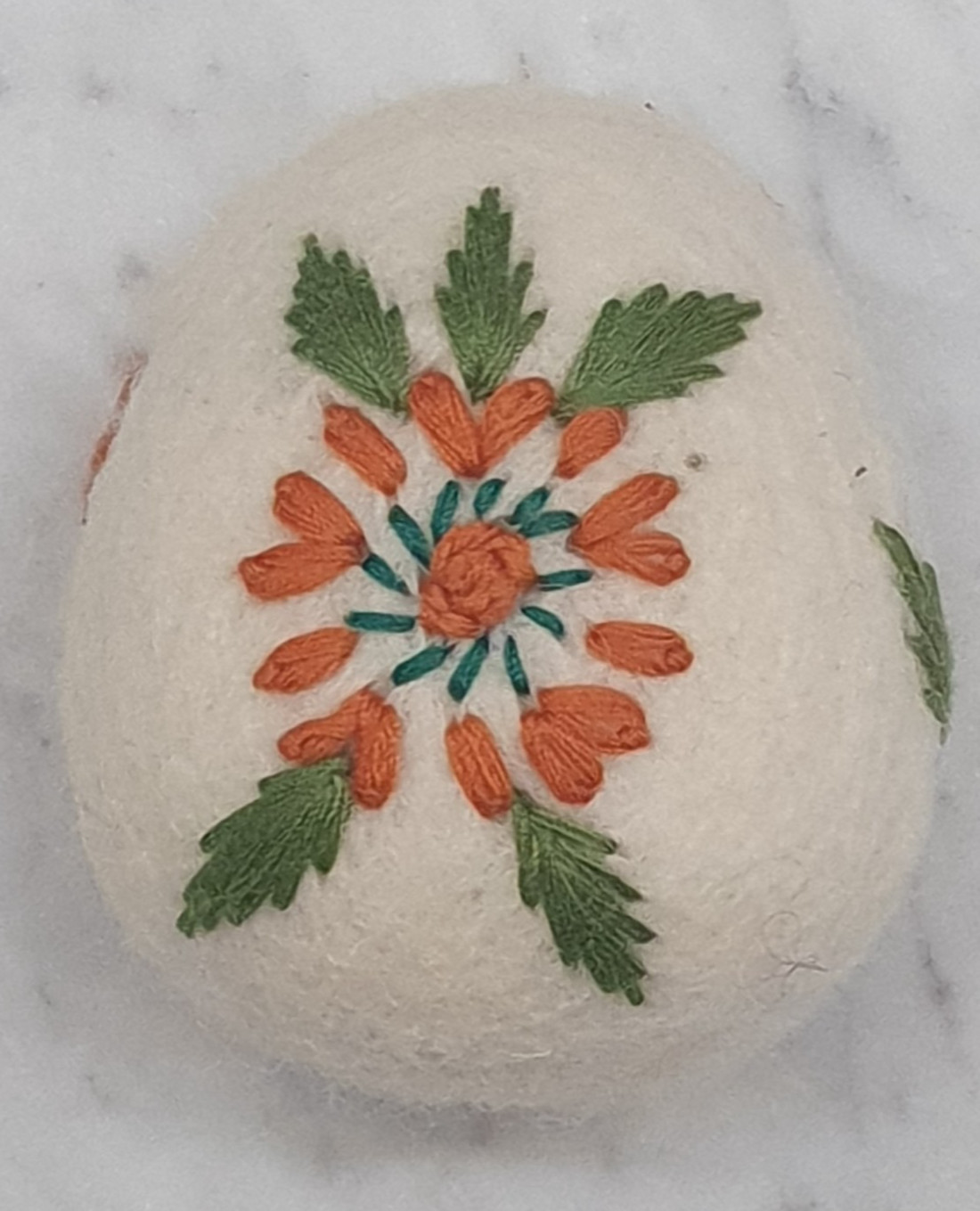 6 Cottage Core Farmhouse Chic Boiled Wool Eggs Embroidered Flowers Basket Decor