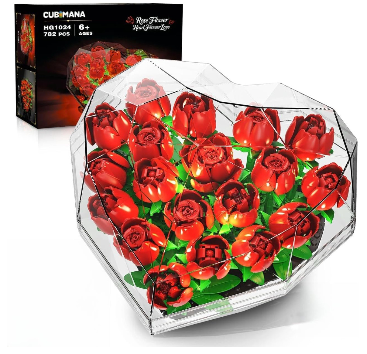 Valentines Flower Bouquet Building Set with LED Lights