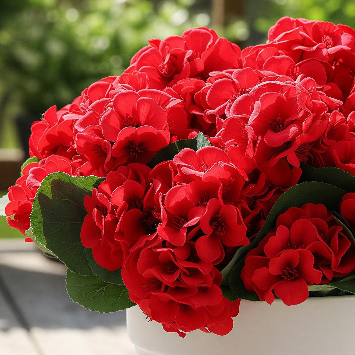 Vibrant Silk Red Geraniums – 6 Bundles for Effortless Home Decor & Gardens