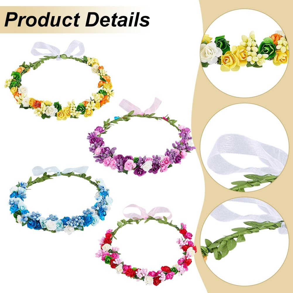 20 Set Rose Flower Crowns Making Kit Make Your Own Floral Crown Wreath Colorf…