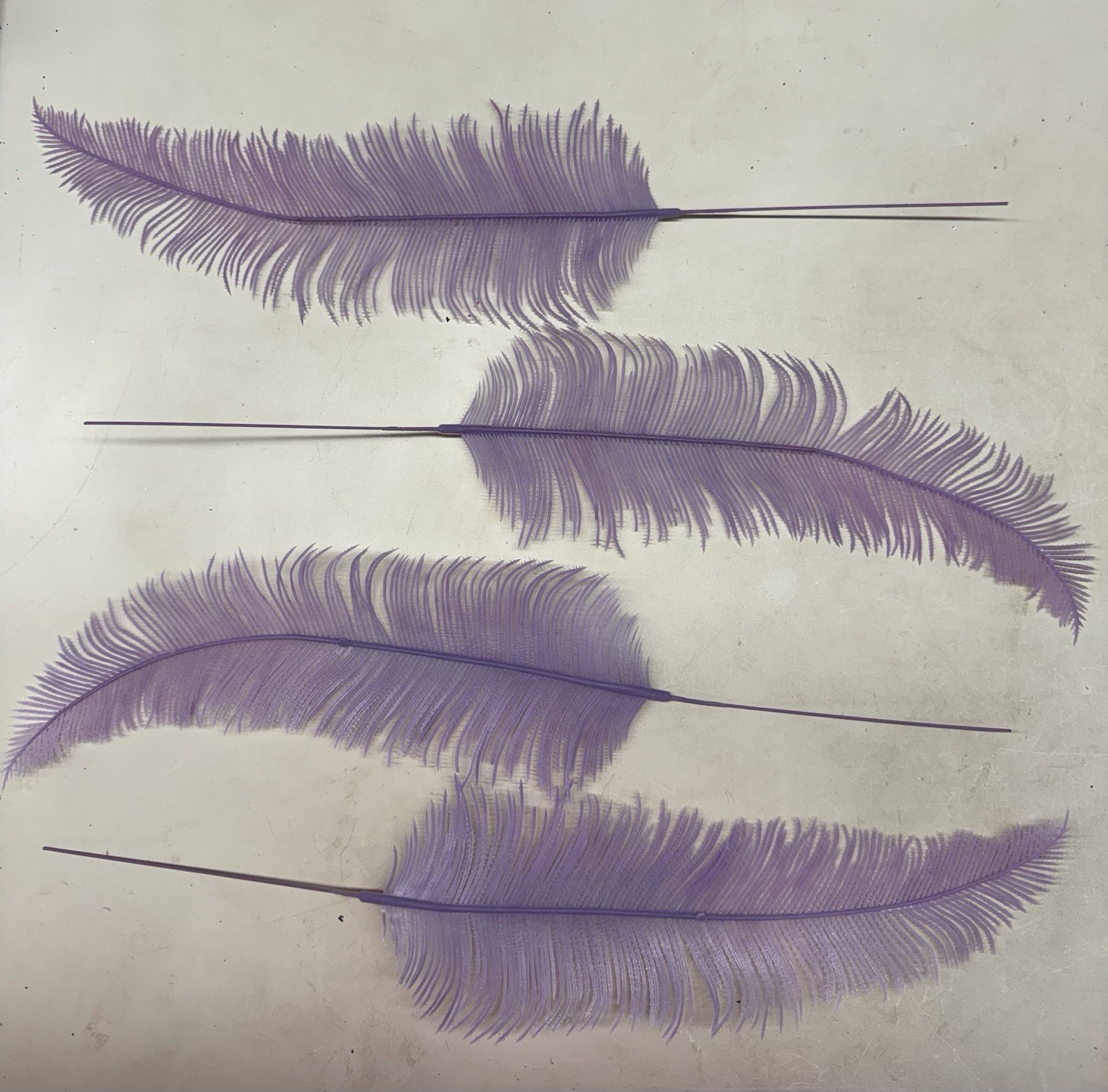 Vintage Plastic Light Purple Feather Fern Stems – 4 Ferns