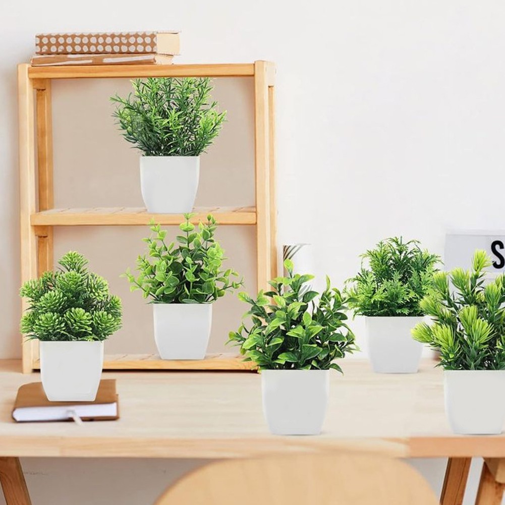 Compact Fake Lavender Eucalyptus Arrangement for Modern Home Office Desk Setup