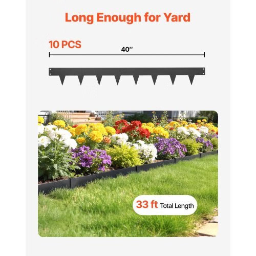 Galvanized Steel Landscape Edging, 10-Pack 40 x 4.5 Inch Metal Edging for Landsc